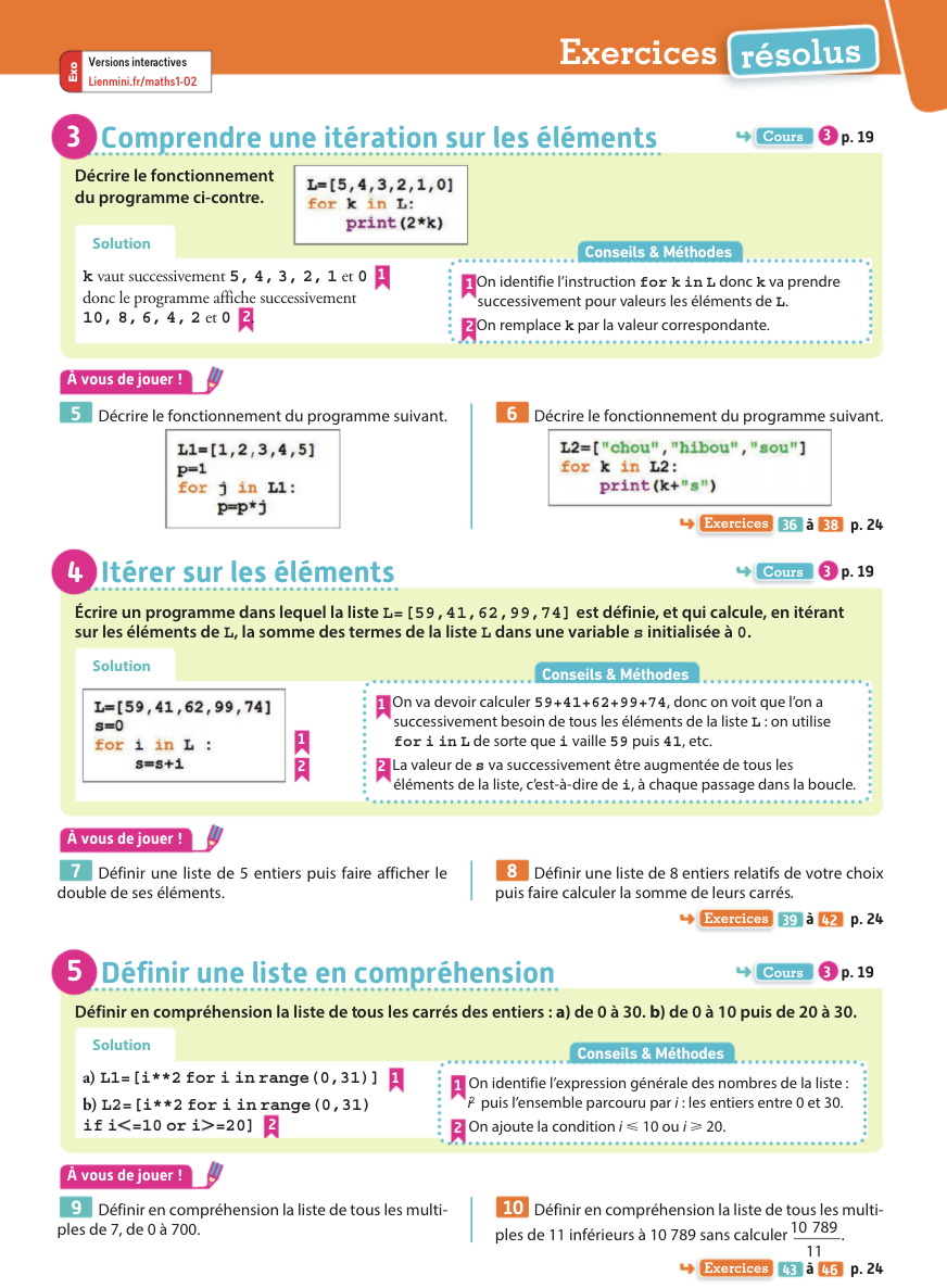 Notion de liste exercices r solus cours ga a